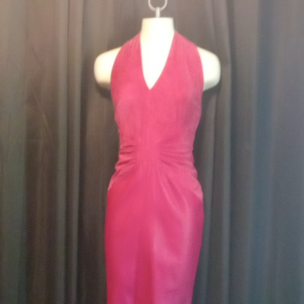 VINTAGE 80's Magenta Leather /Suede Dress